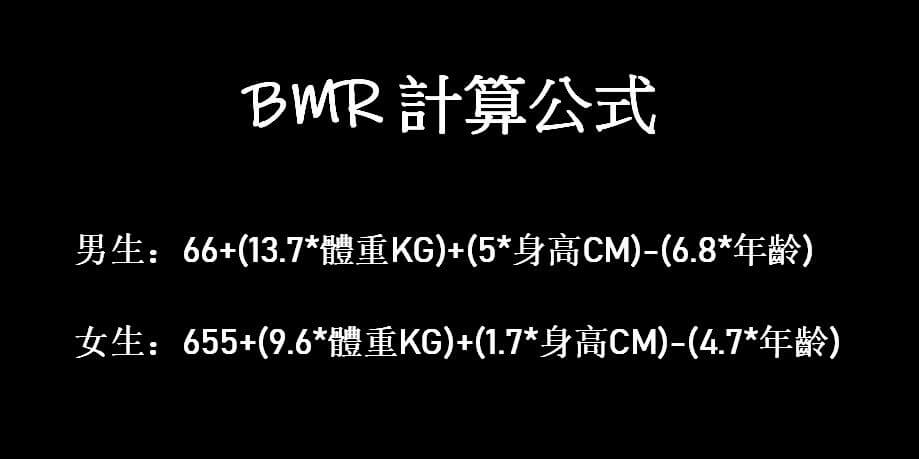 每日基礎代謝率計算公式